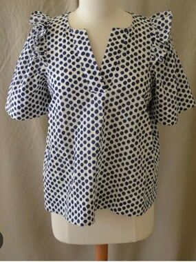 Fabulous Sea New York Polka Dot Ruffle Sleeve Top, Size 6